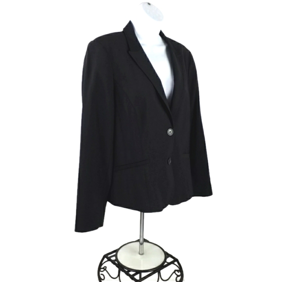 Talbots Black Wool Blend Long Sleeve Two Button Blazer Jacket Womens 12P NWT - Picture 2 of 15